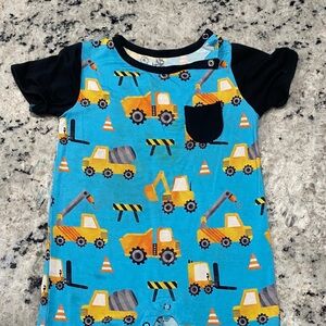 3t Birdie Bean Construction Vehicle Kids Pajamas - Blue and Black